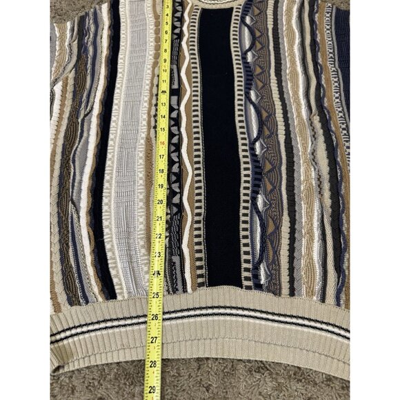 Vintage Sweater Multicolor 3D 90s Textured Knit Abstract Geometric Grandpa Y2k L - Picture 11 of 11